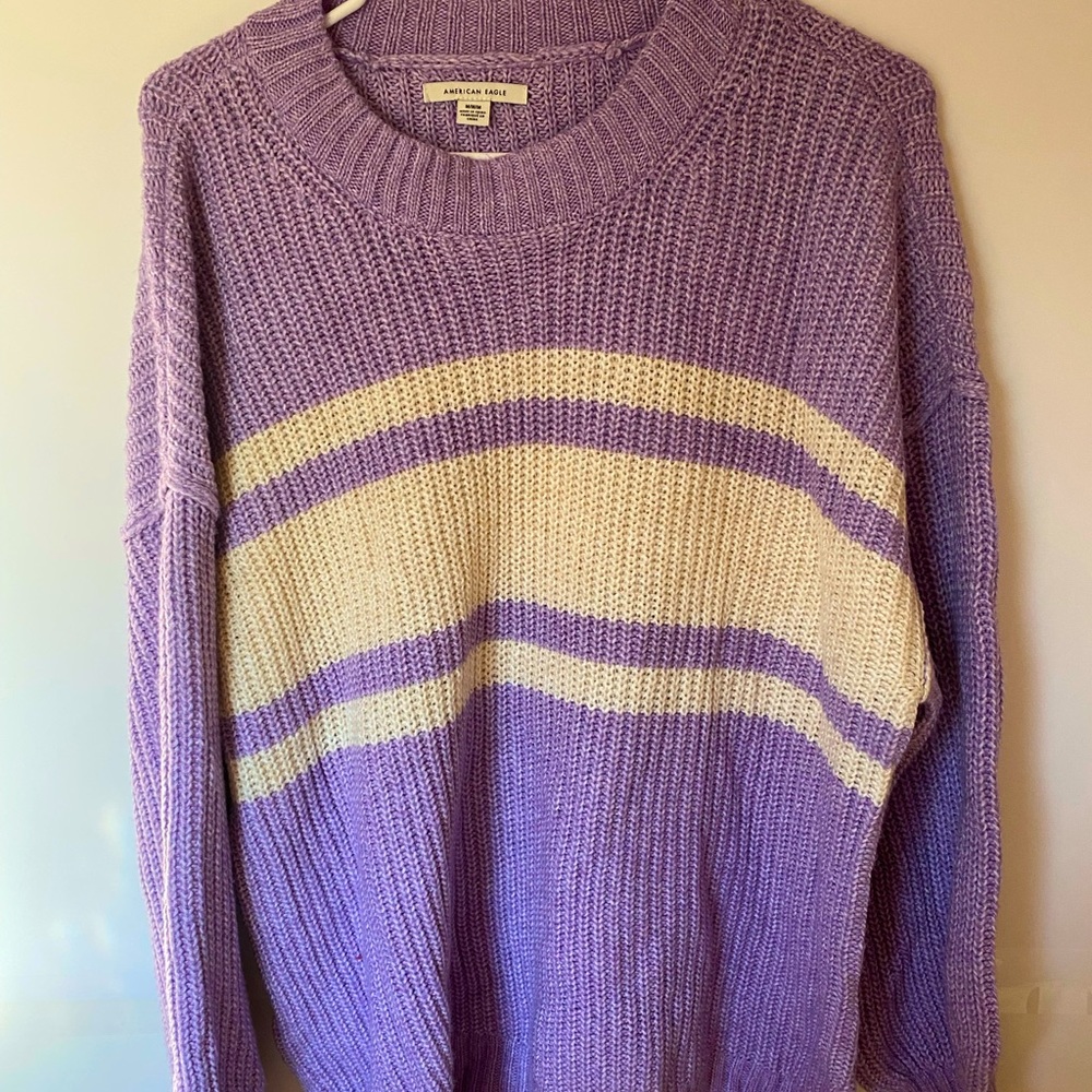 American Eagle Oversized Dreamspun Crew Neck Sweater in Lively Lilac